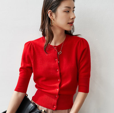 Cardigan Corto de Cachemir Puro con Cintura Alta para Mujer - Image 15