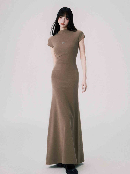 Vestido Entallado de Punto con Cuello Medio y Manga Corta para Mujer - Image 12