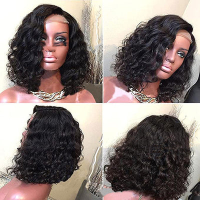 Peluca Rizada Corta Estilo Europeo Americano con Encaje Frontal - Cabello Rizado Africano Negro - Image 5