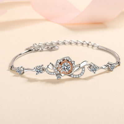 Pulsera de Rosa en Plata S925 con Moissanita Incrustada - Image 5