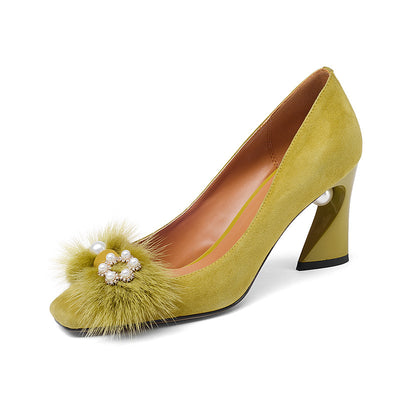 Zapatos de Cuero para Mujer con Tacón Grueso y Detalles de Perlas y Strass - Image 6