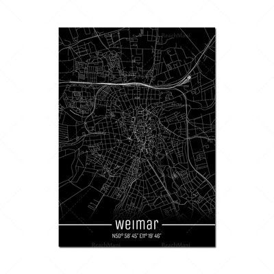 Cuadro Decorativo Mapa Líneas Negras - Lienzo Moderno para Pared - Image 11