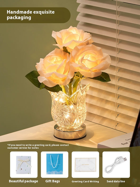Lámpara de Mesa Flores de Cristal para Dormitorio - Image 8