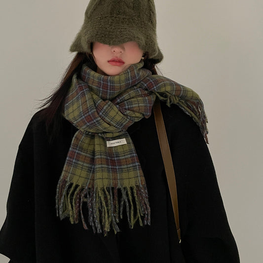Bufanda Vintage Cuadros Verde para Mujer