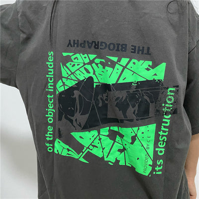 Camiseta Batik Vintage Verde Fluorescente con Estampado de Letras - Image 8
