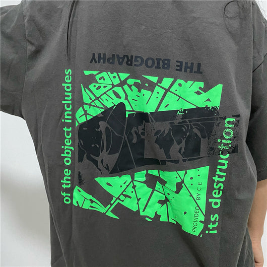 Camiseta Batik Vintage Verde Fluorescente con Estampado de Letras - Image 8