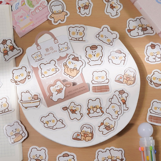 Sheet of cute squirrel stickers in various poses and expressions for handbook, diary, or photo album decoration. - Image 14