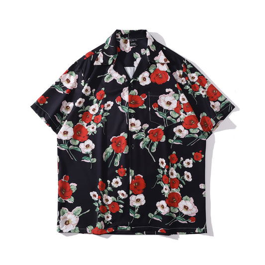 Camisetas Retro Hawaianas de Pareja Estilo Hong Kong con Flores