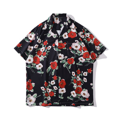 Camisetas Retro Hawaianas de Pareja Estilo Hong Kong con Flores