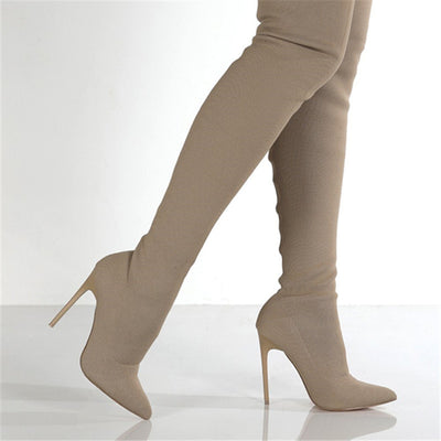 Botas Over-the-Knee de Punto Elástico con Tacón Alto - Image 2