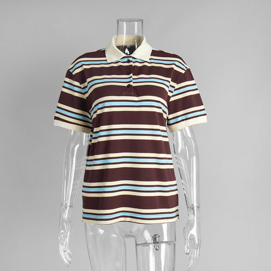 Polo Retro de Rayas Contraste - Camiseta Clásica de Manga Corta - Image 17
