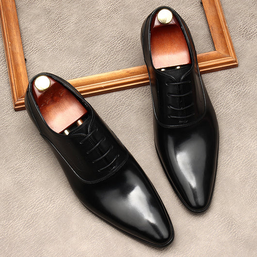 Zapatos Formales de Cuero con Cordones y Punta Afilada para Hombre - Image 3