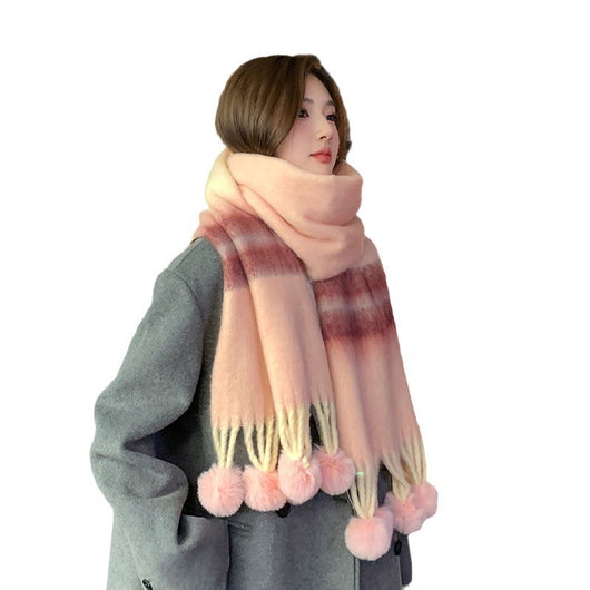 Bufanda Colgante con Rayas Arcoíris para Mujer - Image 3
