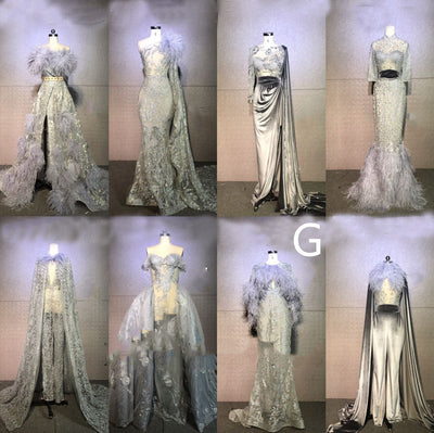 Vestidos de Presentación Gris Plata con Plumas para Mujer - Image 9