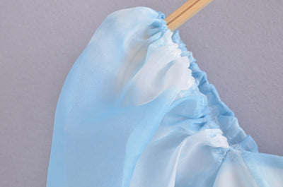 Vestido Azul Cielo con Mangas Abullonadas y Estampado Nube para Mujer - Image 10
