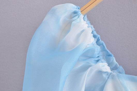 Vestido Azul Cielo con Mangas Abullonadas y Estampado Nube para Mujer - Image 10