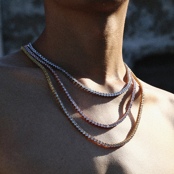 Cadena Hip Hop Plata 925 Moissanita Fila Única para Hombre