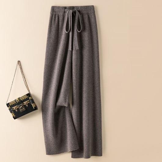 Pantalón Ancho de Lana Gruesa Cintura Alta Efecto Caída - Image 9