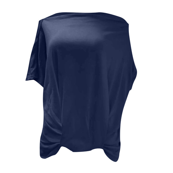 Playera Suelta de Manga Corta con Hombros Asimétricos para Mujer