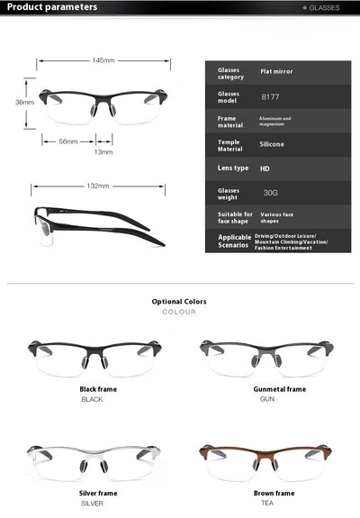 Lentes Deportivos Semiarmazón para Hombre - Montura Óptica Clásica - Image 6
