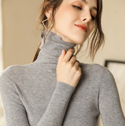 Suéter de Cuello Alto en Cashmere para Mujer Ajustado y Corto - Image 22