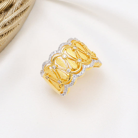 Anillo de Plata S925 Texturizado Efecto Estrellado