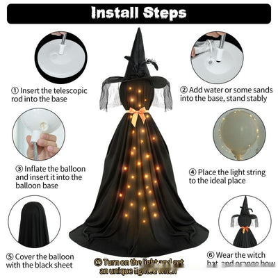 Fantasma LED Luminoso Negro con Moño Decorativo - Image 11