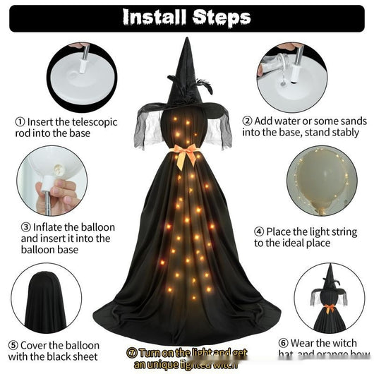Fantasma LED Luminoso Negro con Moño Decorativo - Image 11