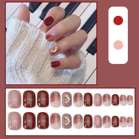 Uñas Postizas Removibles Diseño Fresa Corazón Mariposa Cortas - Image 13