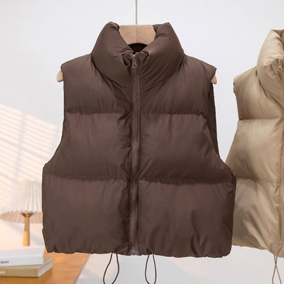 Chaleco Acolchado de Plumón para Mujer con Cuello Alto Grueso y Cálido - Image 4