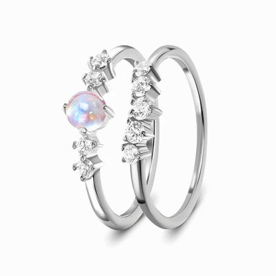 Anillo Doble Capa de Circón y Piedra de Luna - Diseño Minimalista Lujo Accesible - Image 5