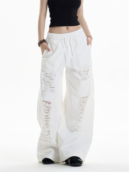 Pantalones Anchos Rotos para Mujer - Diseño Casual Desenfadado - Image 11