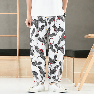 Pantalones Cortos de Lino Estilo Nacional Grúa para Hombre - Image 9