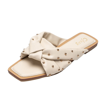Sandalias Tejidas con Remaches - Cómodas Pantuflas Planas para Mujer - Image 5