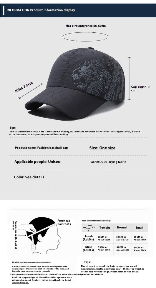 Gorra de Béisbol Hombre Estilo Chino Dragón Impreso Poliéster - Image 12