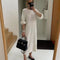 Vestido de Lana Tejido Retorcido Cuello Redondo Manga Larga