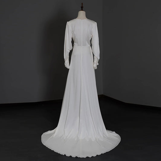 Vestido Largo de Satén con Mangas Largas - Image 2