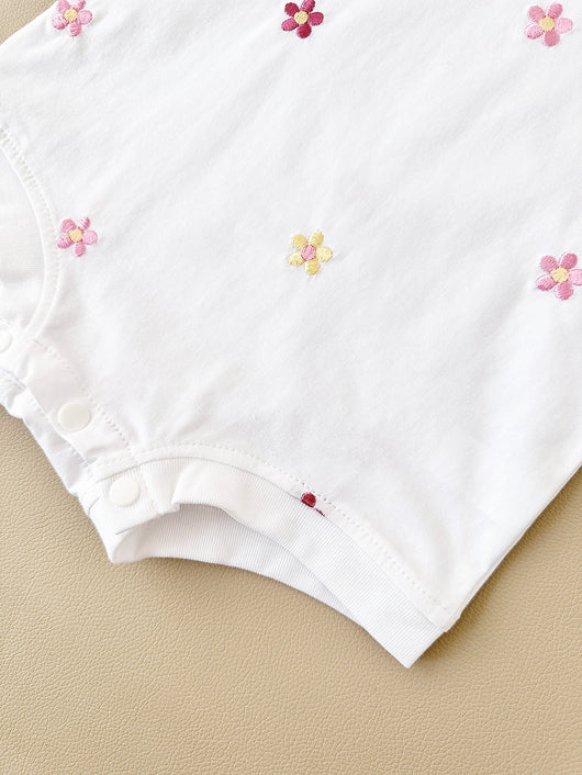 Jumpsuit Infantil con Bordado Floral, Cuello Redondo y Diseño Triangular - Image 9