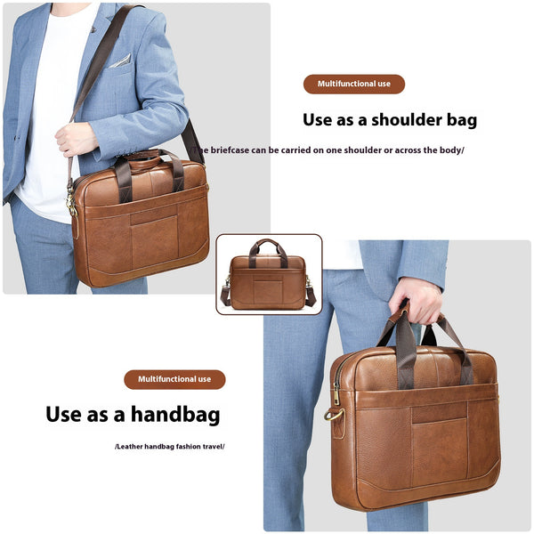 Bolsa Crossbody de Cuero para Documentos Profesionales - Maletín Casual para Computadora