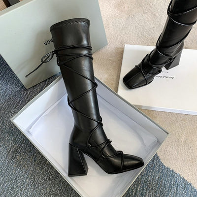 Botas de Tacón Grueso hasta la Rodilla - Estilo y Comodidad - Image 5