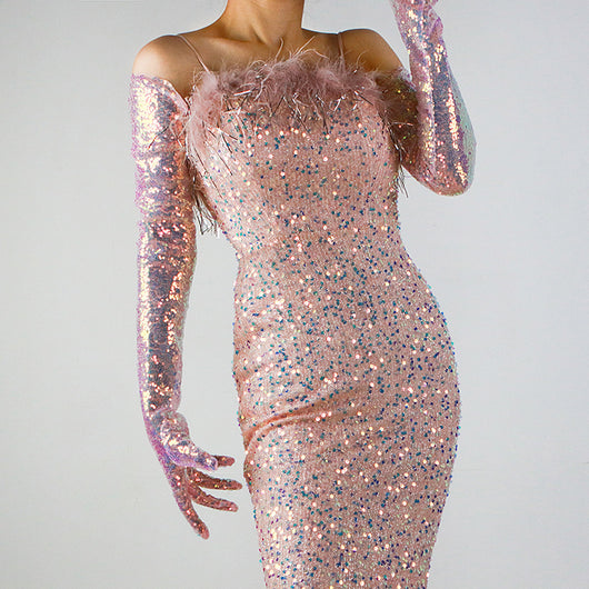 Manga de Lentejuelas con Malla de Encaje Elegante - Image 15