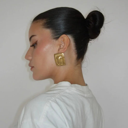Aretes Rectangulares en Oro 18K con Acero Inoxidable - Diseño Europeo Moderno - Image 19