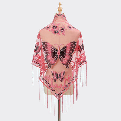 Pañuelo Triangular Calado con Encaje Elegante para Mujer - Image 8