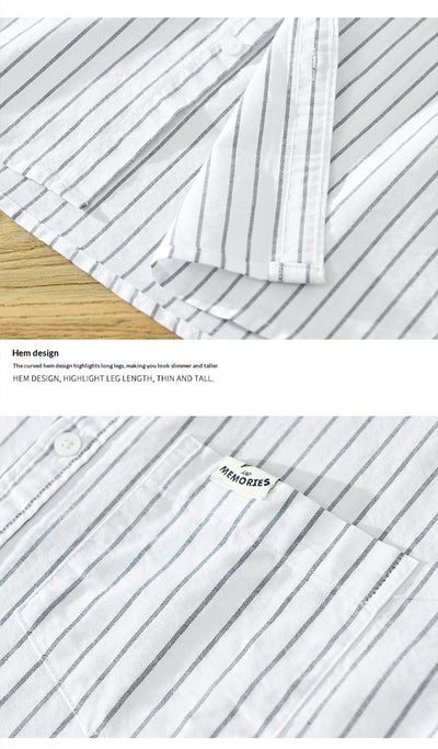 Camisa Oxford Casual de Rayas para Hombre - Corte Relajado y Manga Larga - Image 19