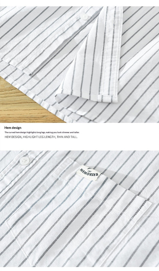 Camisa Oxford Casual de Rayas para Hombre - Corte Relajado y Manga Larga - Image 19