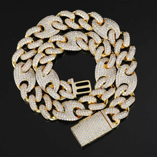 Cadena Cubana Pig Nose Hip Hop 20mm - Collar y Pulsera 3 en 1 - Image 15