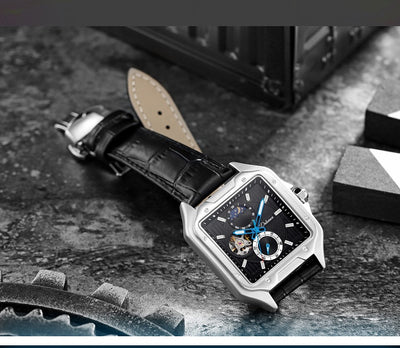 Reloj Mecánico Automático Cuadrado Impermeable con Diseño Calado para Hombre - Image 15