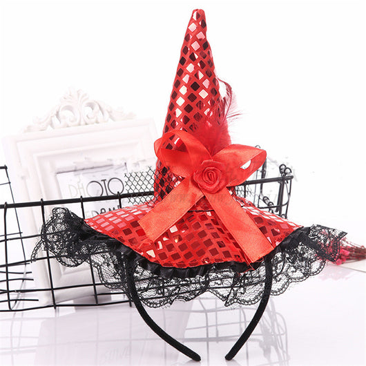 Diadema de Sombrero de Bruja para Halloween con Encaje y Lentejuelas - Image 14