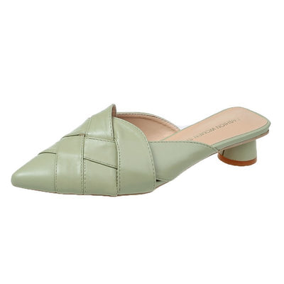 Sandalias de Cuero Suave con Punta Afilada y Tacón Medio para Mujer - Image 13