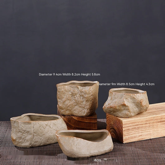 Maceta de Cerámica Rústica para Suculentas - Diseño Piedra Natural - Image 19